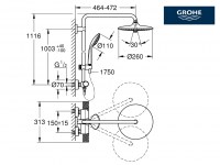 MEDIDAS COLUMNA DUCHA TERMOSTATICA EUPHORIA SYSTEM 260 GROHE